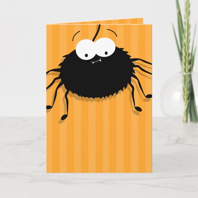 Cute Cuddly Spider Happy Halloween Card (Front)