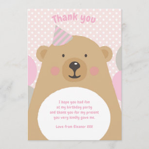 Cute Cuddly Teddy Bear Thank You Note Card
