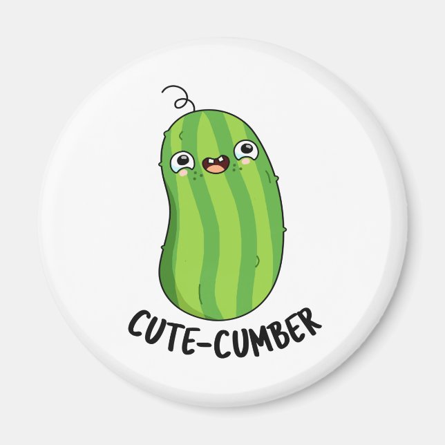Cute-cumber Funny Cucumber Veggie Pun  Magnet (Front)
