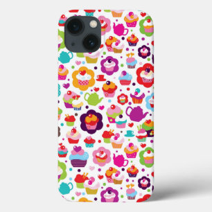Cute cup cake and tea pot iPhone 13 case