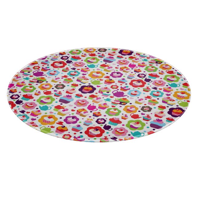 Cute cup cake and tea pot cutting board (Corner)