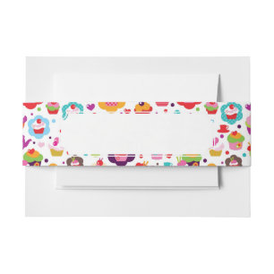 Cute cup cake and tea pot invitation belly band