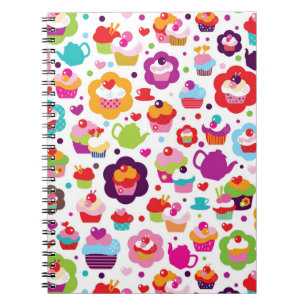 Cute cup cake and tea pot notebook