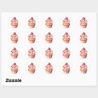 Cute cup cake classic round sticker