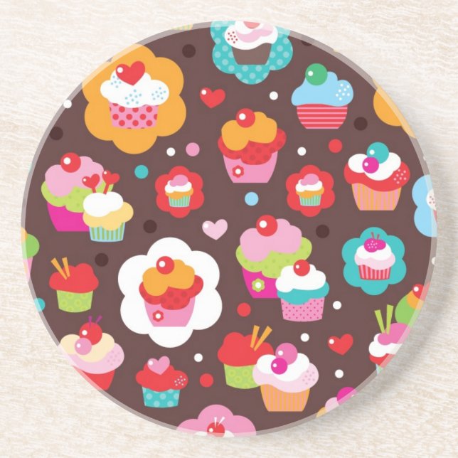 Cute Cup Cake Pattern Coaster (Front)