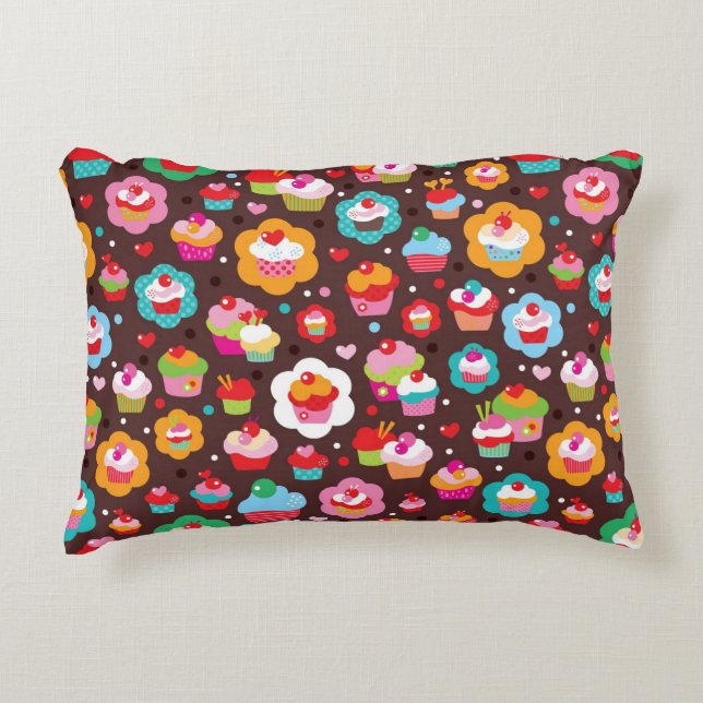 Cute Cup Cake Pattern Decorative Cushion (Front)