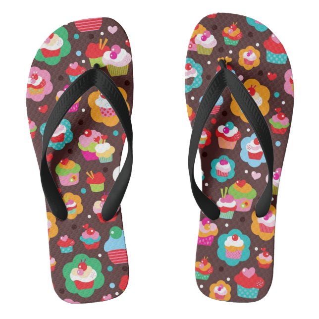 Cute Cup Cake Pattern Flip Flops (Footbed)