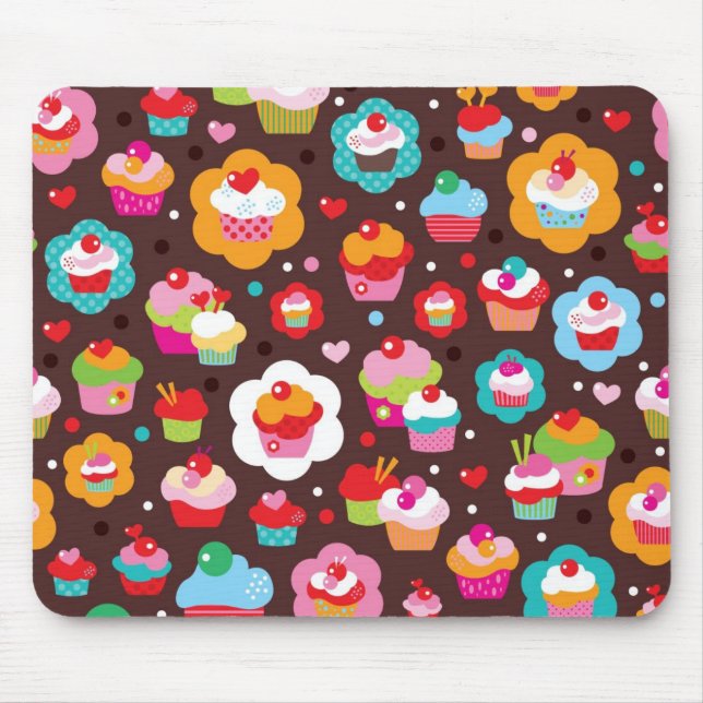 Cute Cup Cake Pattern Mouse Mat (Front)