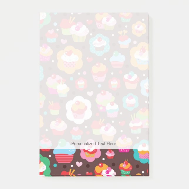 Cute Cup Cake Pattern Post-it Notes (Front)