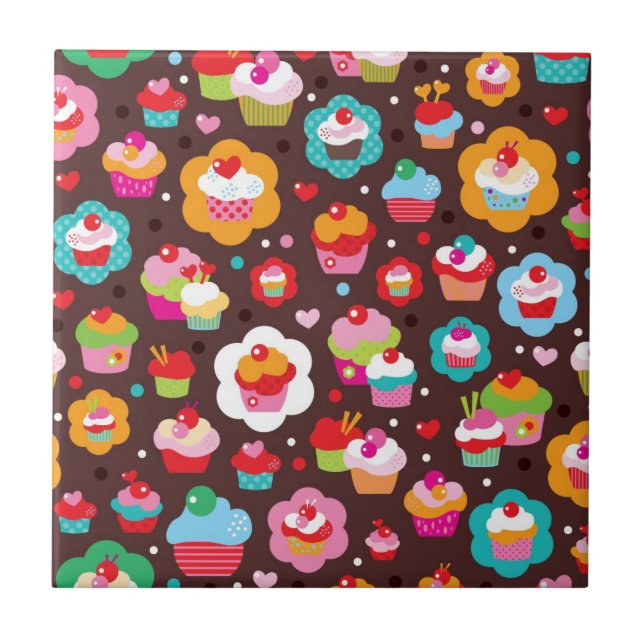 Cute Cup Cake Pattern Tile (Front)