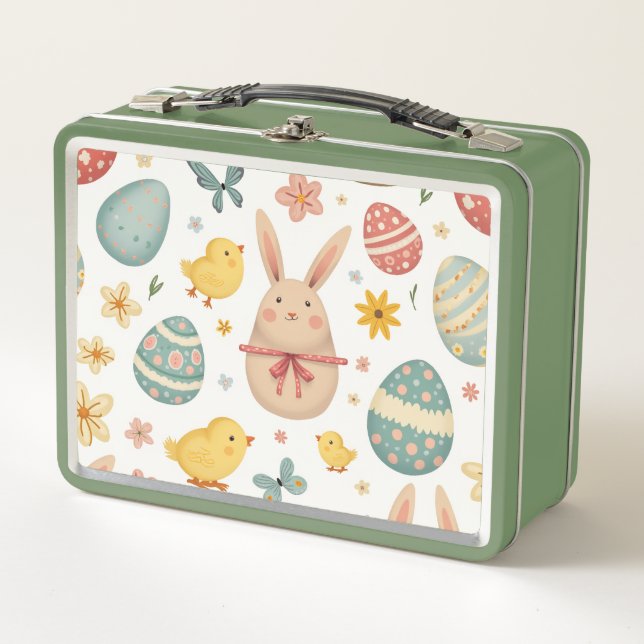 Cute cup symbolising spring and Easter Metal Lunch Box (Front)