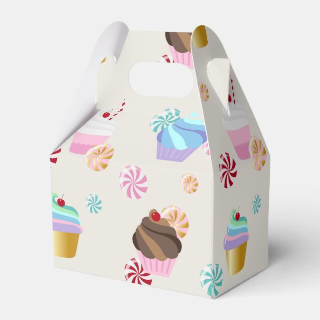 Cute Cupcake and Candy Pattern for Birthday Party Favour Box (Back Side)