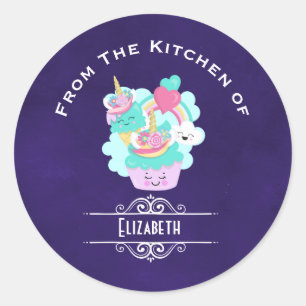 Cute Cupcake and Happy Ice Cream Kitchen Classic Round Sticker
