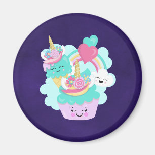 Cute Cupcake and Happy Ice Cream Magnet