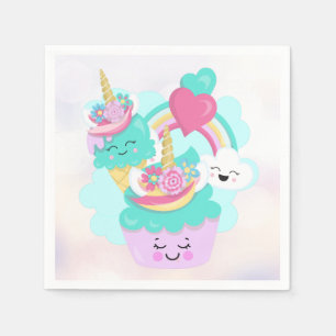Cute Cupcake and Happy Ice Cream Napkin