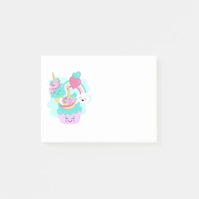 Cute Cupcake and Happy Ice Cream Post-it Notes (Front)