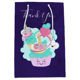 Cute Cupcake and Happy Ice Cream Thank You Medium Gift Bag