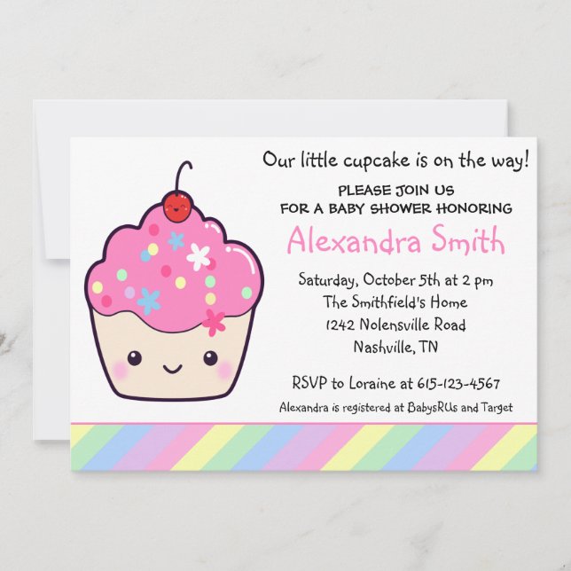 Cute Cupcake Baby Shower Invitation (Front)
