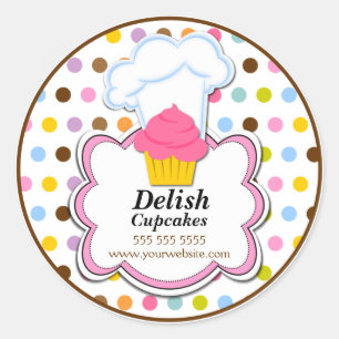 Cute Cupcake & Baker's Hat Bakery Box Seals