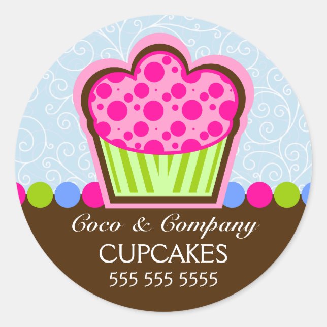 Cute Cupcake Bakery Box Seals (Front)