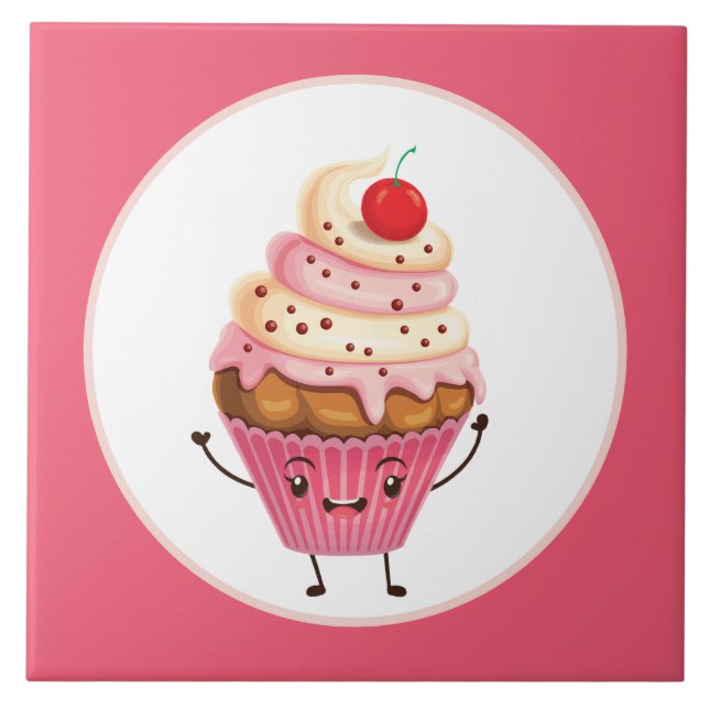 cute cupcake bakery decor kitchen tile (Front)