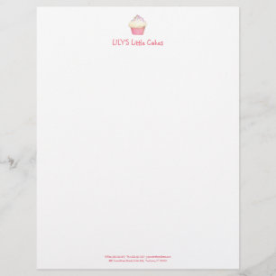Cute Cupcake Bakery Pastery Chef Personalised Letterhead
