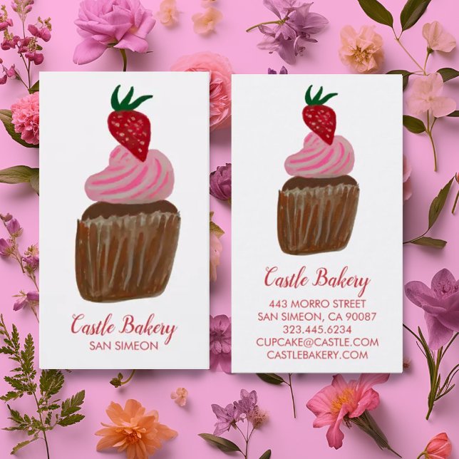 CUTE CUPCAKE Bakery Pastry Chef Modern Business Card (Creator Uploaded)
