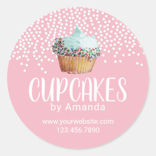 Cute Cupcake Bakery Pastry Chef Sweet Pink Classic Round Sticker