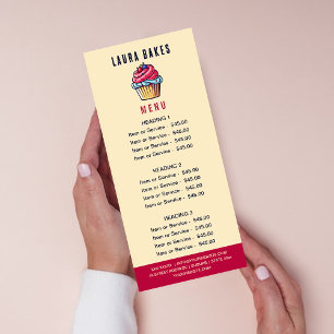 Cute Cupcake Bakery Pastry Chef Sweet Price List Menu