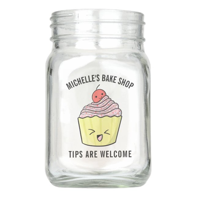 Cute Cupcake Bakery Tip Jar Thank You Gratuity (Front)