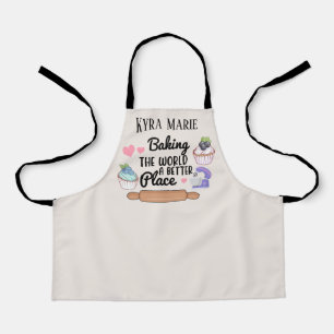 cute cupcake baking girls add name apron