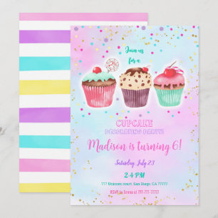 Cute Cupcake Birthday Invitation