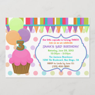 Cute Cupcake Birthday Invitation [three]
