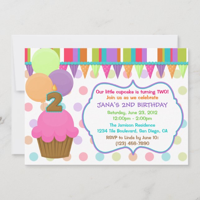 Cute Cupcake Birthday Invitation [two] (Front)