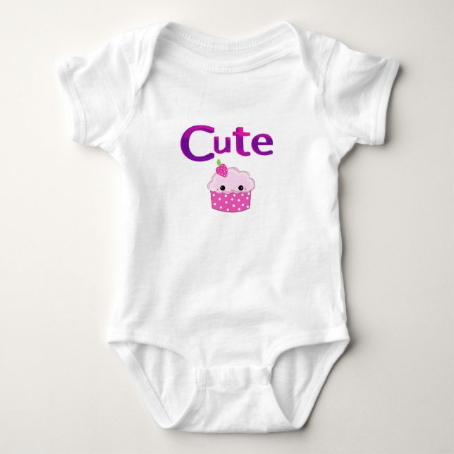 Cute Cupcake Design Baby Bodysuit (Front)
