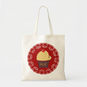 Cute Cupcake -Doily Lace Custom Text Tote Bag