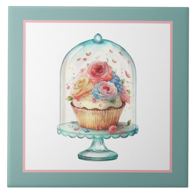 Cute Cupcake dome Bakery crafting Business home Tile (Front)