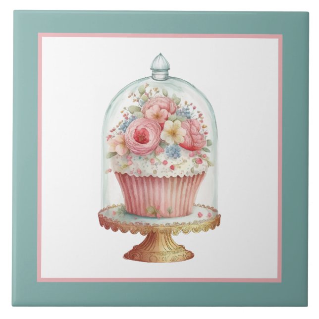 Cute Cupcake dome Bakery crafting Business home Tile (Front)