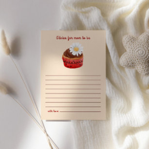 Cute Cupcake Flowers Baby Shower Advice For Mom Enclosure Card
