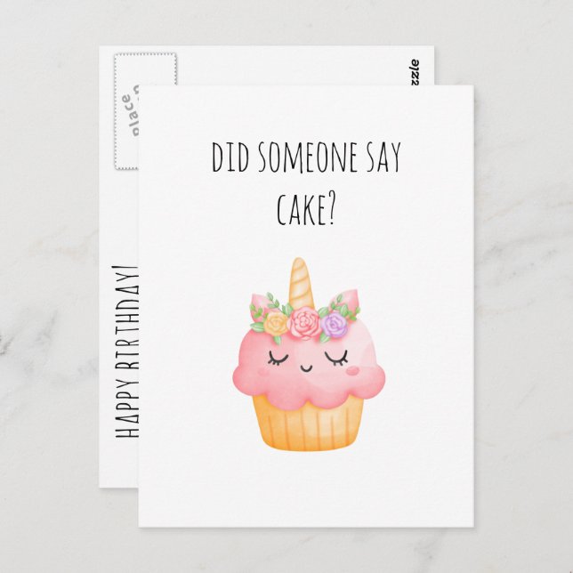 Cute Cupcake Funny Happy Birthday Postcard (Front/Back)