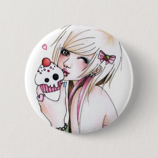 cute cupcake girl 6 cm round badge