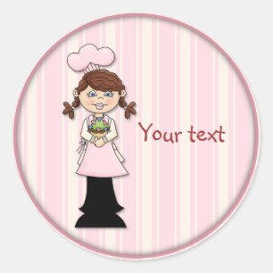 Cute Cupcake Girl Classic Round Sticker