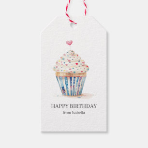 Cute Cupcake Happy Birthday Modern Gift Tags