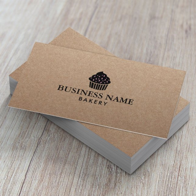 Cute Cupcake Home Bakery Rustic Kraft Business Card (Creator Uploaded)