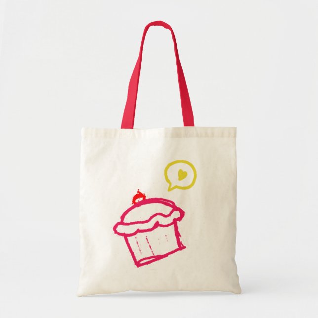 Cute Cupcake Love Budget Tote Bags (Front)