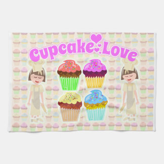 Cute Cupcake Love Chef Tea Towel