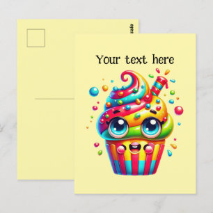 Cute cupcake lovers customise postcard