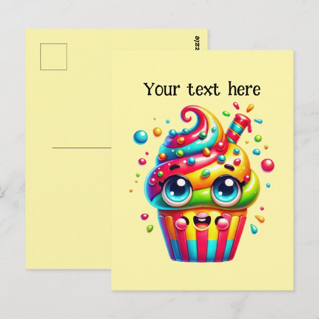 Cute cupcake lovers customise postcard (Front/Back)