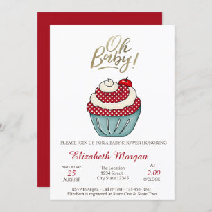 Cute Cupcake Oh Baby Summer Baby Shower Invitation