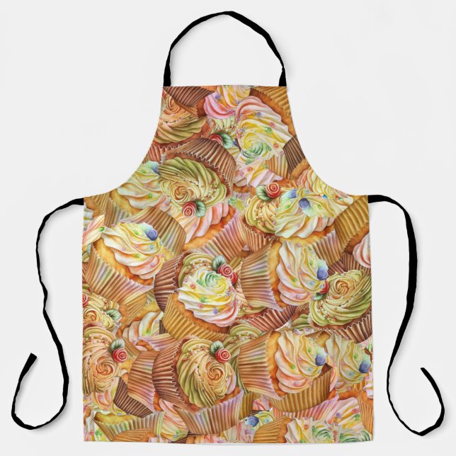 Cute Cupcake Pattern, Cupcake Background Pattern Apron (Front)